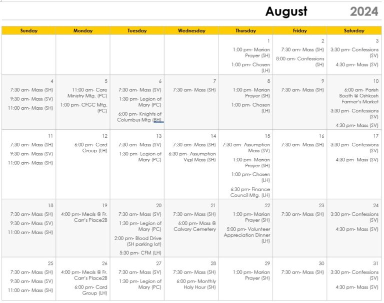 Parish Calendar St Jude the Apostle Parish